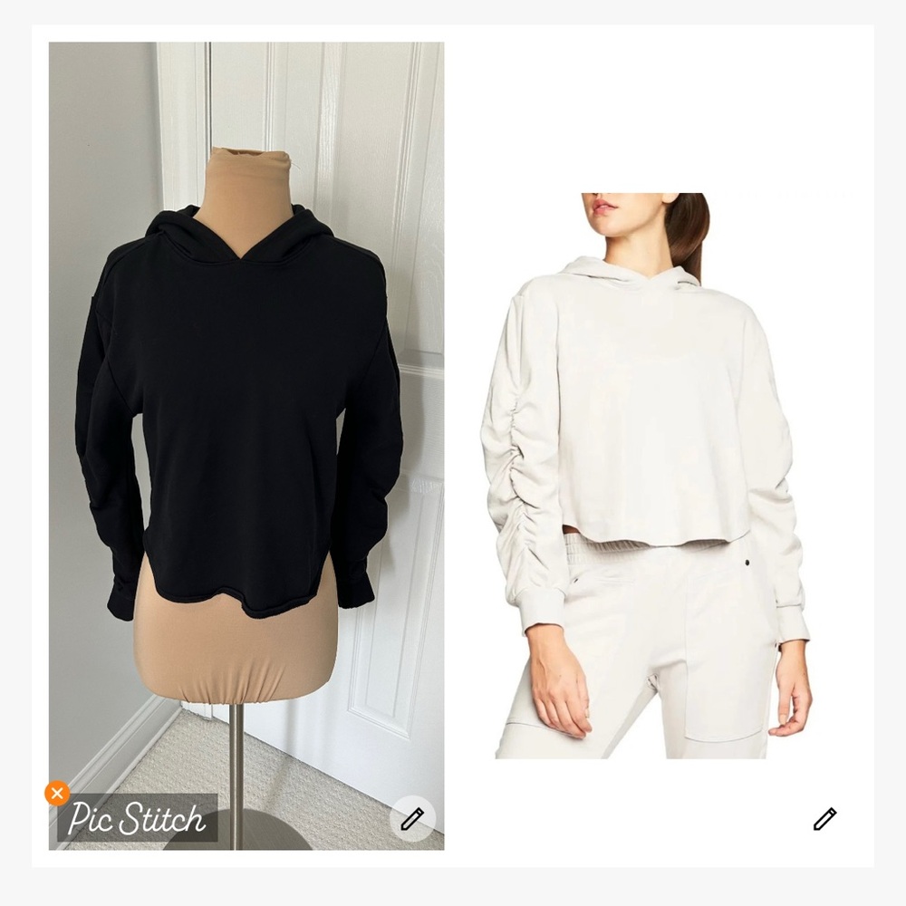 Heroine Sport Ruched Cropped Hoodie Black